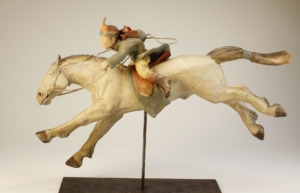 Sculpture de Sandra Courlivant : cavalier des steppes de Mongolie